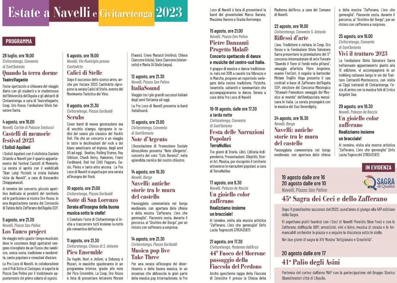 Calendario eventi Navelli 2023